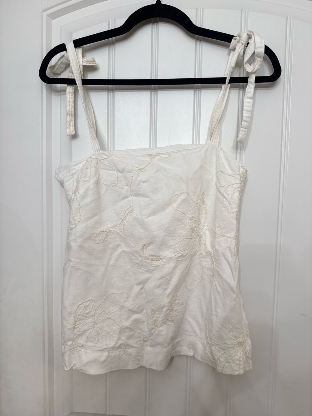 Zara Cream Embroidered Tie-Shoulder Camisole